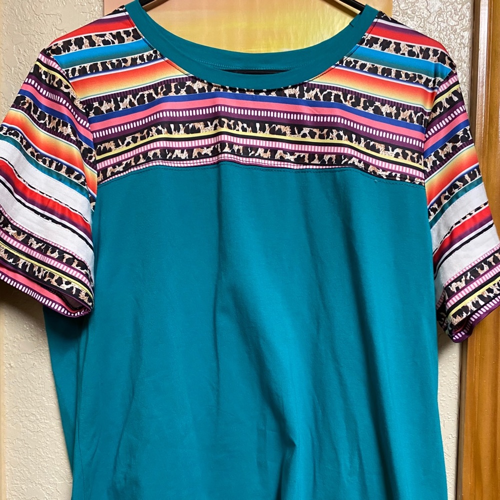CHEETAH/AZTEC SHORT SLEEVE BOUTIQUE SHIRT